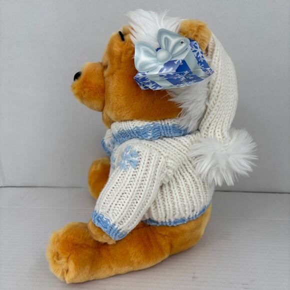 Disney Store Winnie Pooh Bear Plush Snowflake Sparkle Knit Sweater 12 Inch - Picture 3 of 11